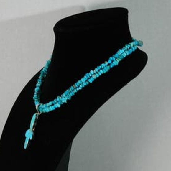 Jay King Turquoise Nugget Double Strand with Pendant 925 Signed - Picture 2 of 9